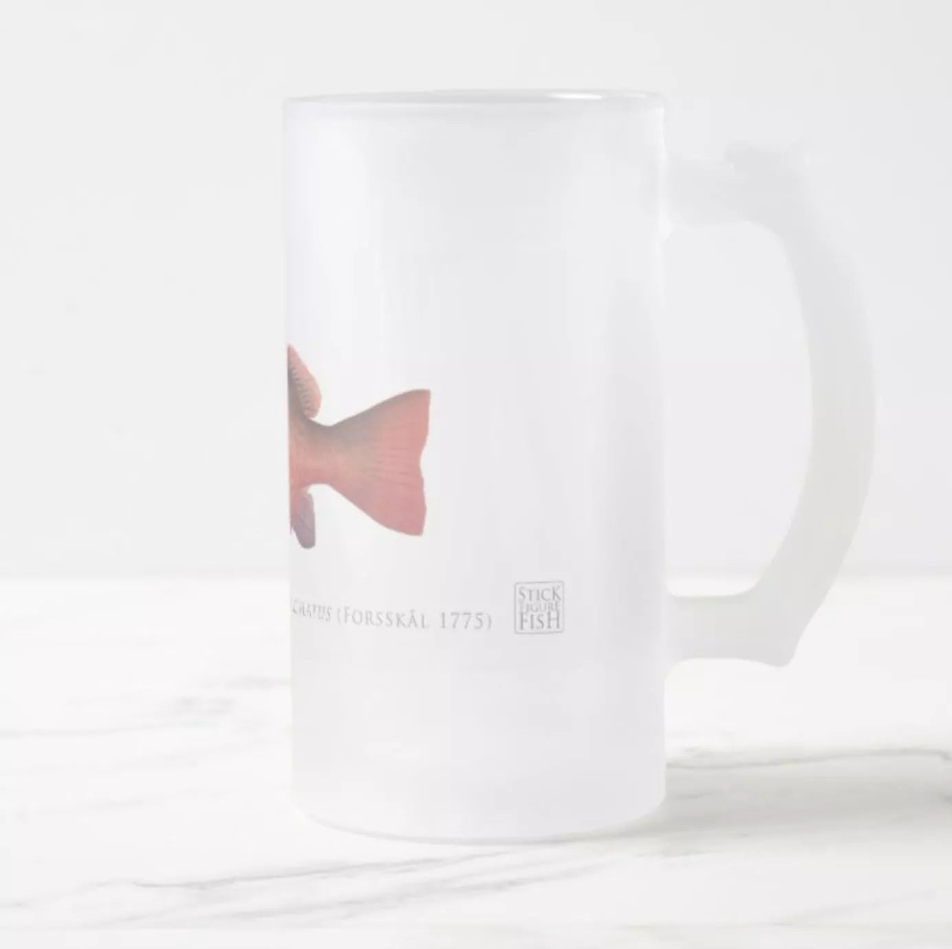 Mangrove Jack - Frosted Glass Stein-Stick Figure Fish Illustration