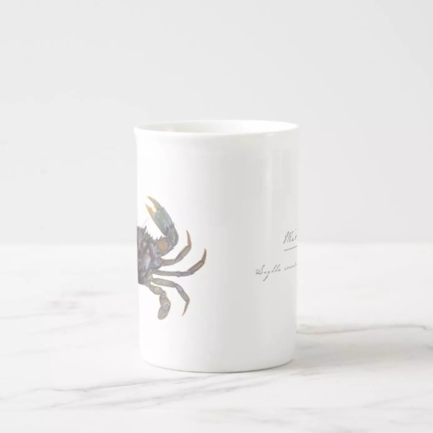 Mud Crab - Fine Bone China Mug-Stick Figure Fish Illustration