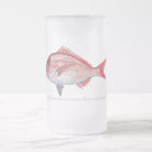 Pink Snapper - Frosted Glass Stein-Stick Figure Fish Illustration