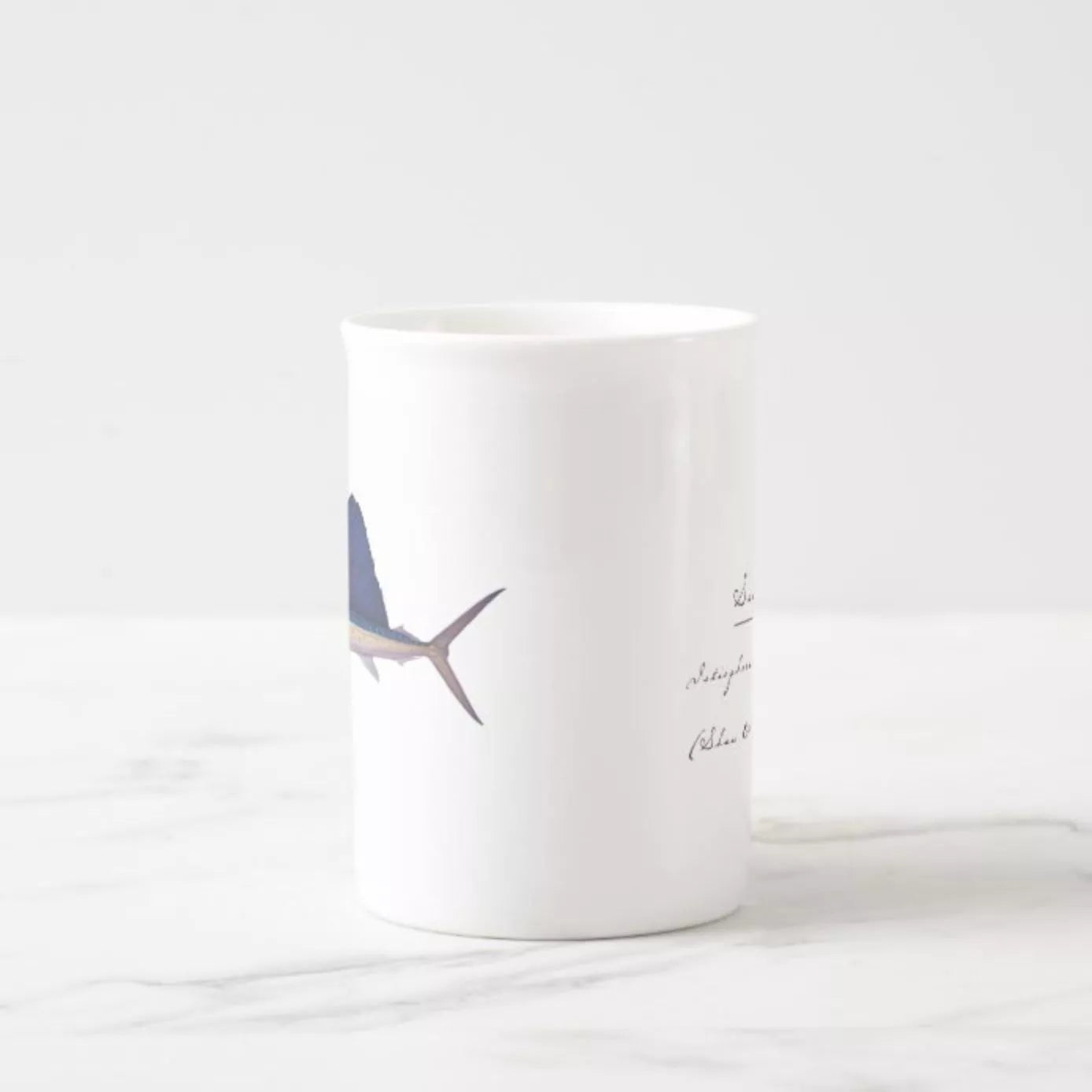 Sailfish - Fine Bone China Mug-Stick Figure Fish Illustration