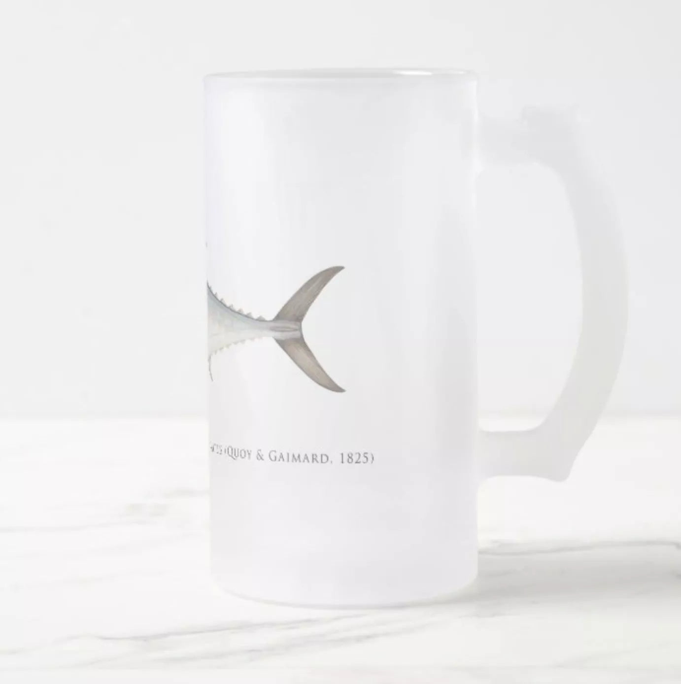 Shark Mackerel - Frosted Glass Stein-Stick Figure Fish Illustration