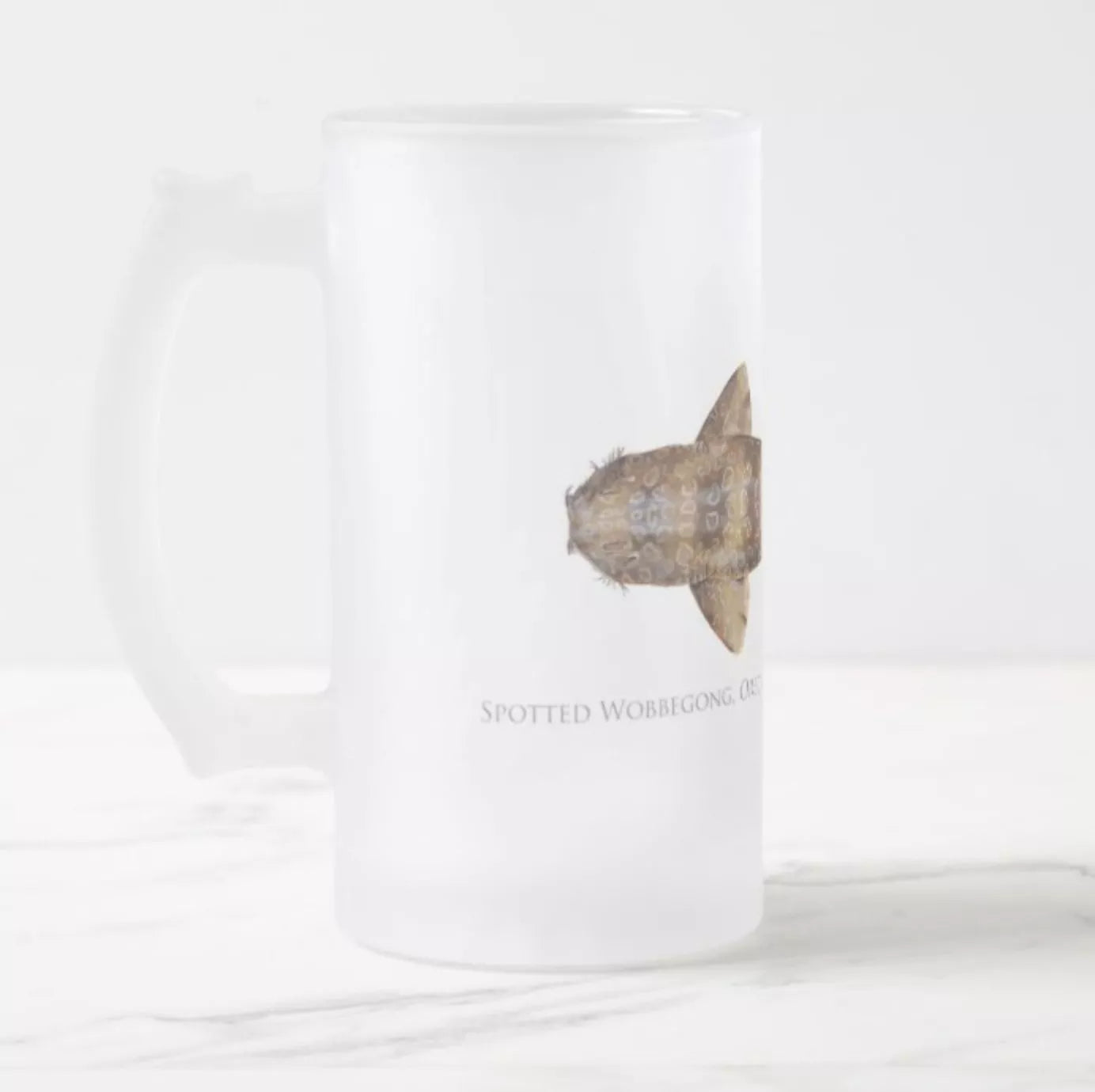 Spotted Wobbegong - Frosted Glass Stein-Stick Figure Fish Illustration