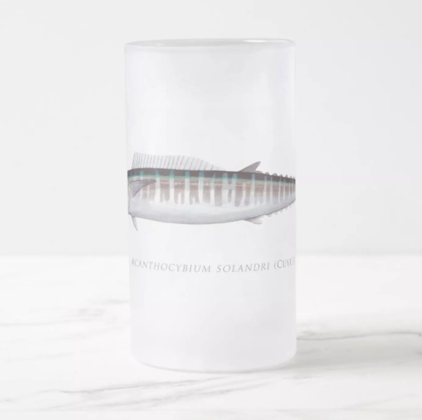 Wahoo No. 1 - Frosted Glass Stein-Stick Figure Fish Illustration