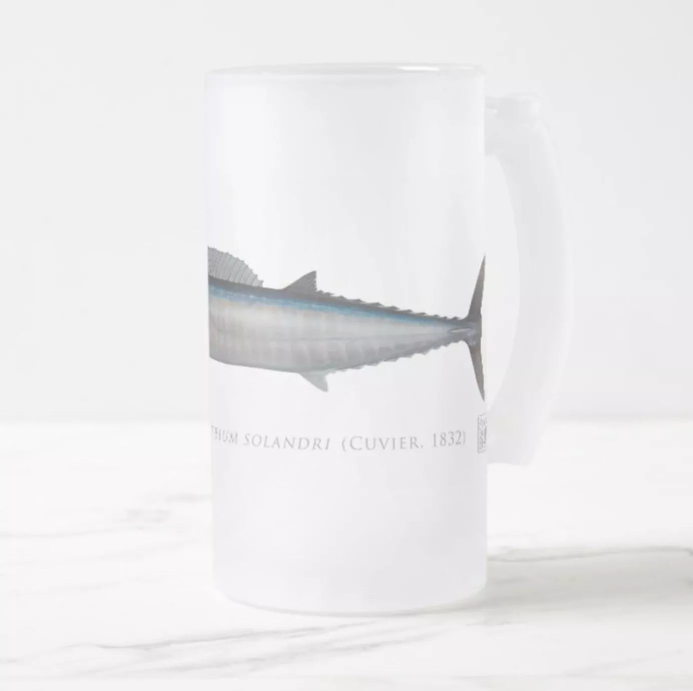 Wahoo No. 2 - Frosted Glass Stein-Stick Figure Fish Illustration