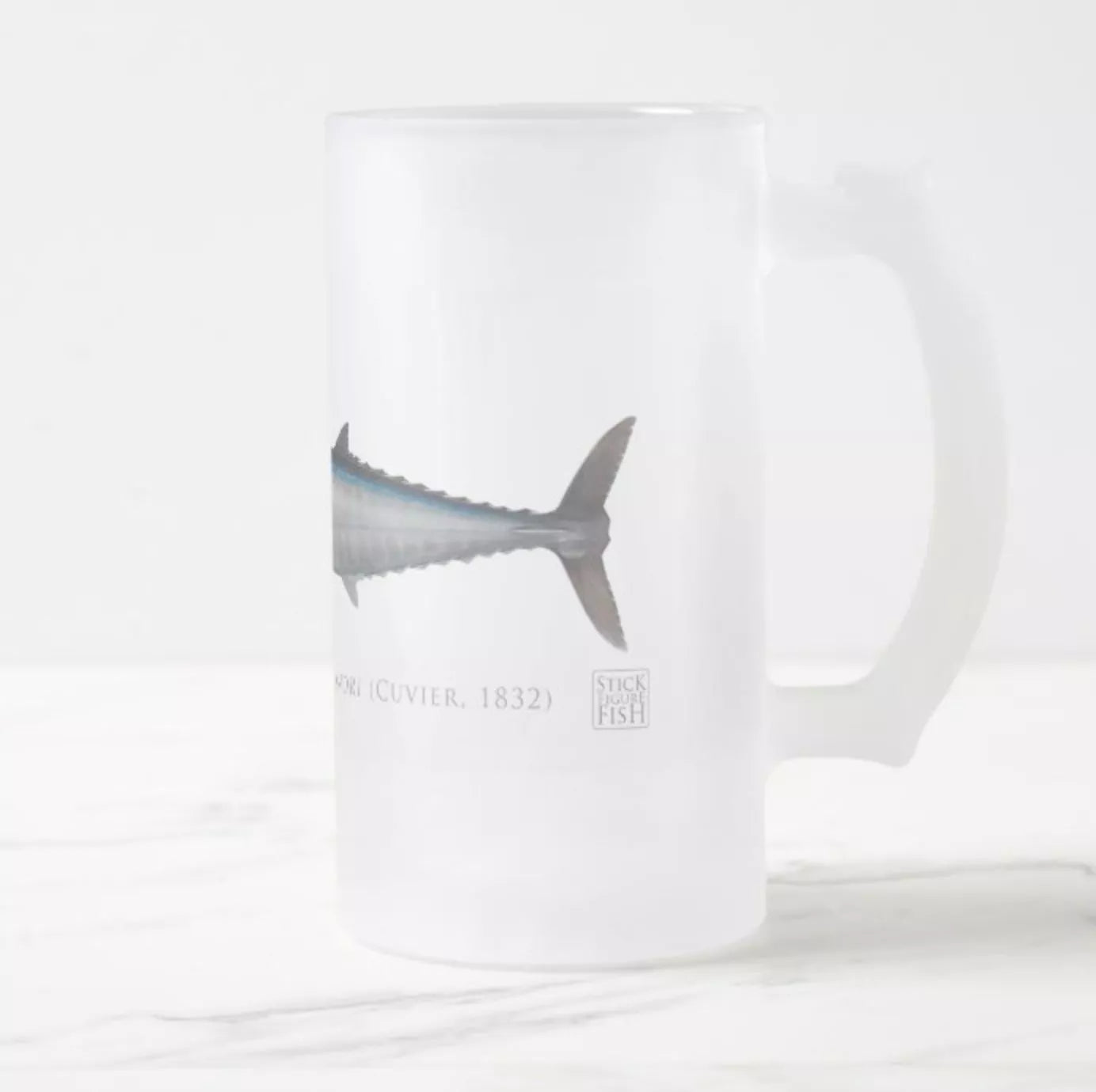 Wahoo No. 2 - Frosted Glass Stein-Stick Figure Fish Illustration