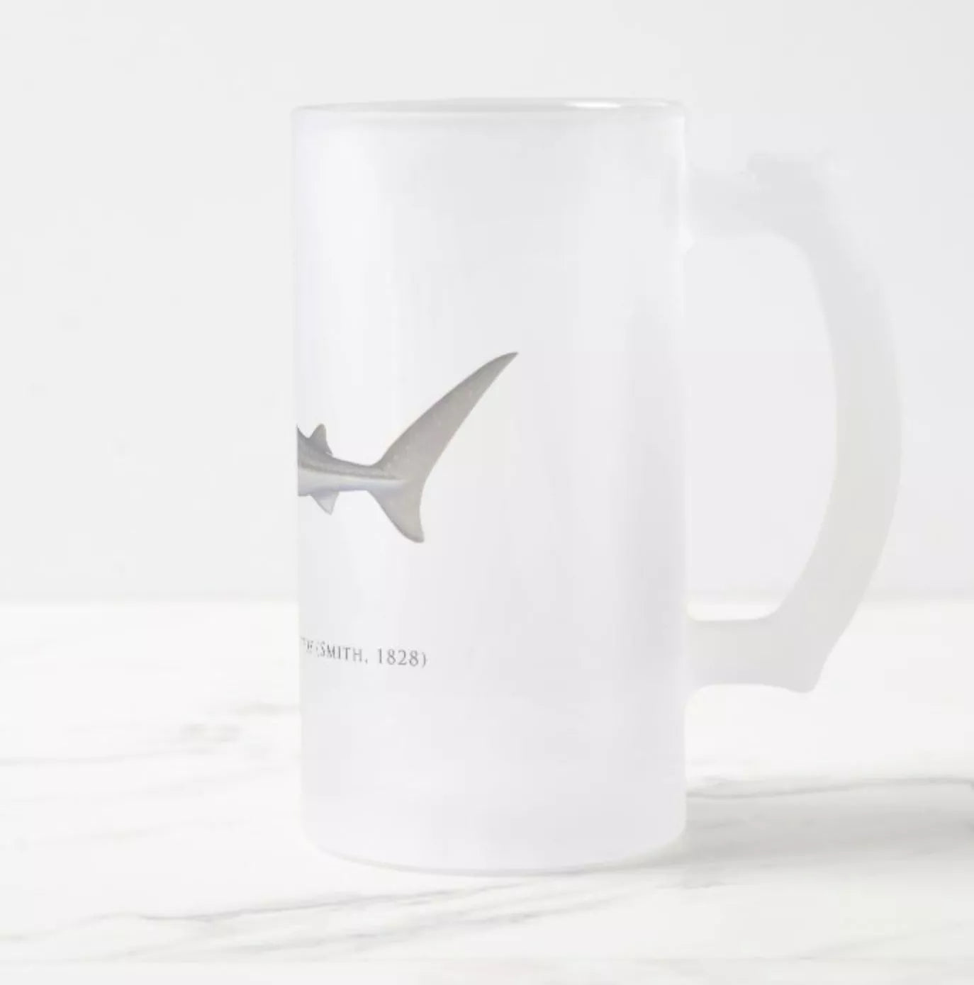 Whale Shark - Frosted Glass Stein-Stick Figure Fish Illustration